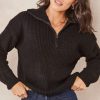 Knitwear * | Wholesale Jenerique Oversize Zip High Neck Jumper In Black