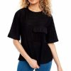 Tops * | Promo Loes House Oversized Box Pocket Top In Black