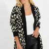 Knitwear * | Cheap Threadbare Black & Natural Leopard Knitted Cardigan