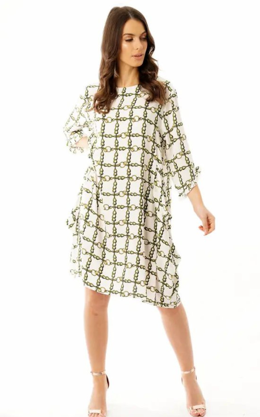 Dresses * | Wholesale Loes House Oversized Chain Print Smock Dress In White