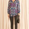 Tops * | Wholesale Blue Vanilla Satin Print Shirt Teal