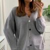 Knitwear * | Cheapest Malissa J Collection Oversized Button Cardigan In Grey