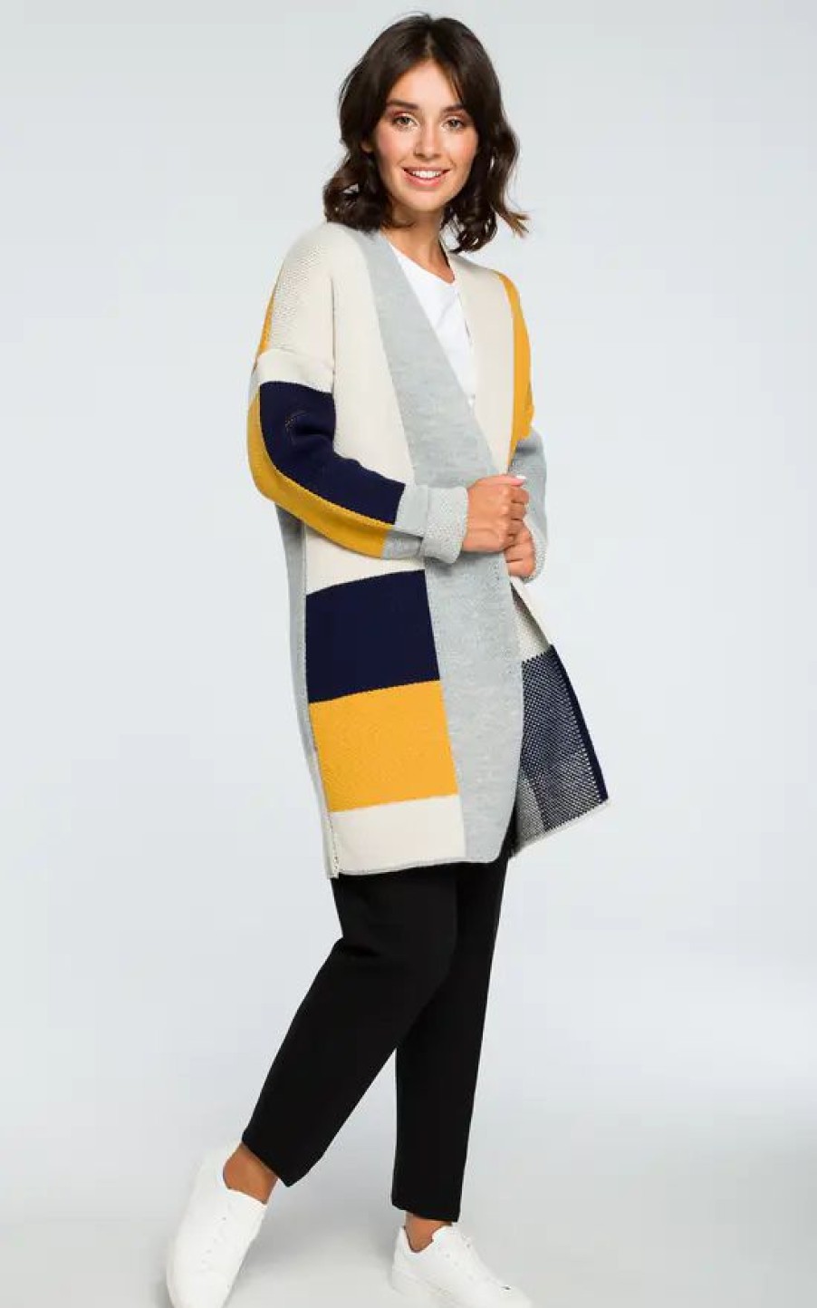 Knitwear * | Discount Moe Geometric Oversized Cardigan In Multicolour