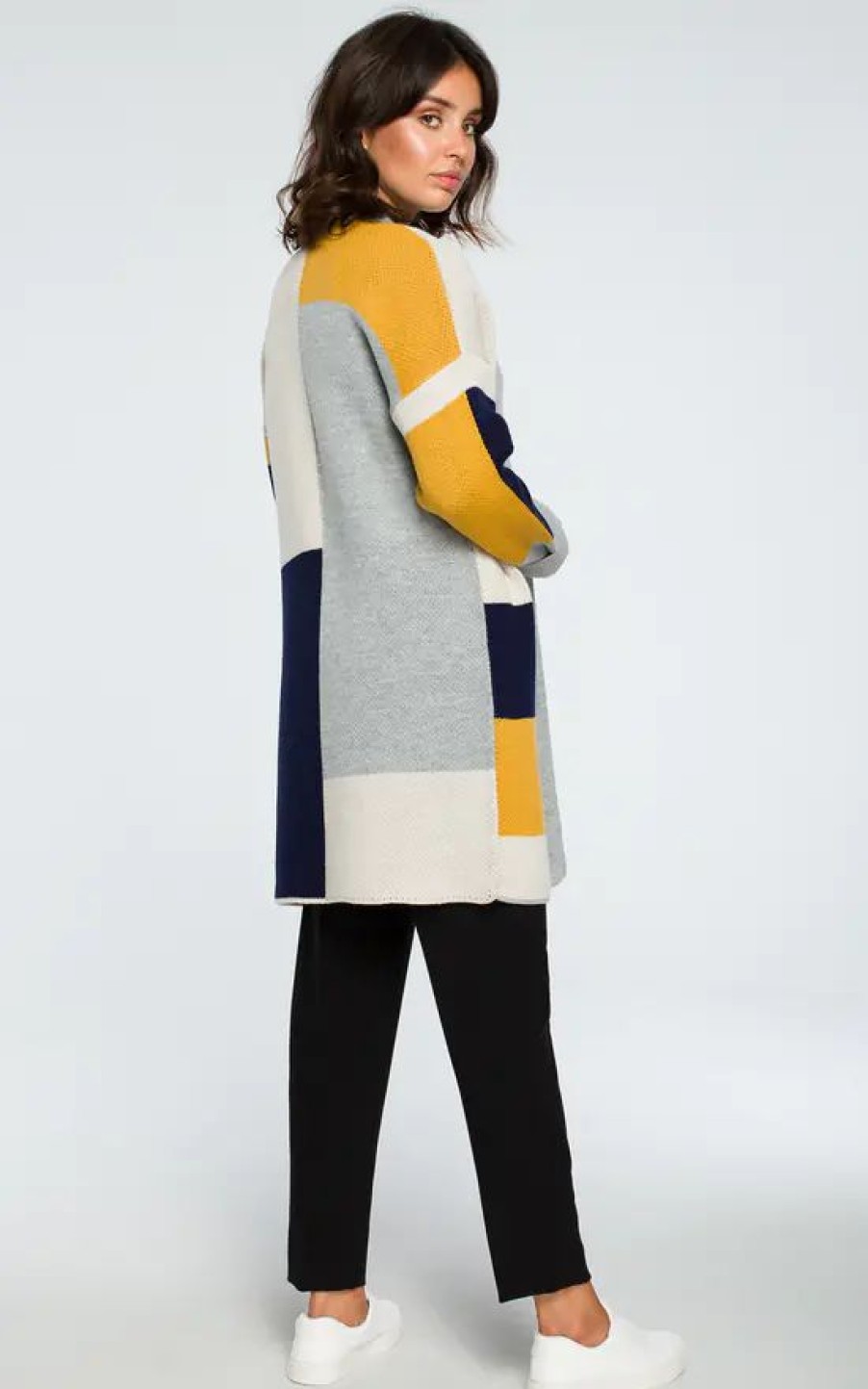 Knitwear * | Discount Moe Geometric Oversized Cardigan In Multicolour