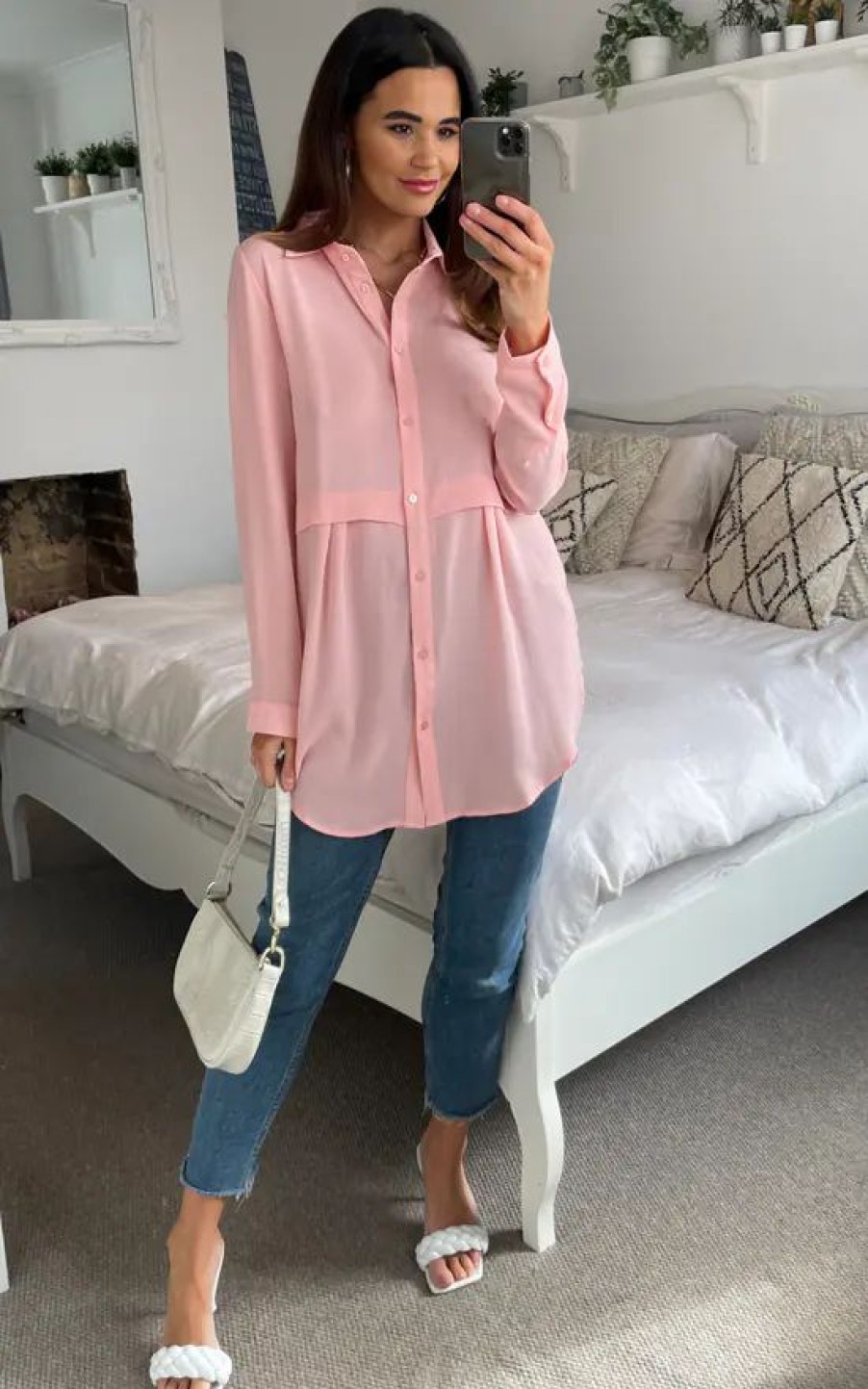 Tops * | Flash Sale Hoxton Gal Oversized Long Sleeve Relaxed Fit Shirt In Pink