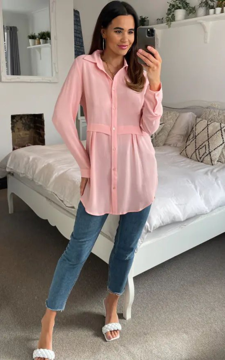 Tops * | Flash Sale Hoxton Gal Oversized Long Sleeve Relaxed Fit Shirt In Pink