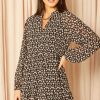 Dresses * | Discount Object Smock Dress With Long Sheer Sleeves In Black Floral Print