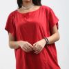 Tops * | Deals Oops Fashion Kelly Oversized High Low Tshirt In Red