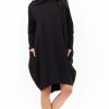 Dresses * | Deals Awama Black Loose Dress With Big Pockets