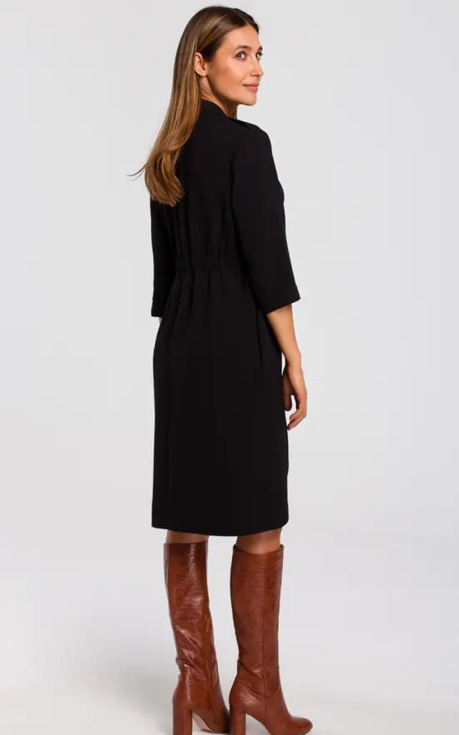 Dresses * | Hot Sale Moe 3/4 Sleeve Shirt Dress In Black