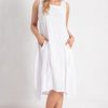 Dresses * | Wholesale Boutique Store White Linen Midi Dress