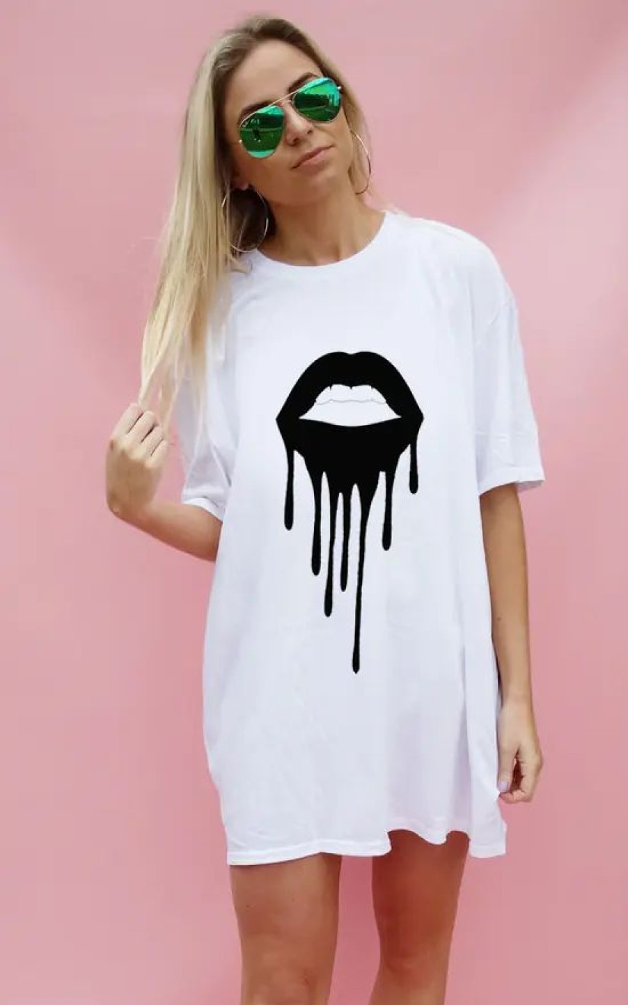 Tops * | Cheapest Sade Farrell Black Drip Lip Tee