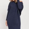 Dresses * | Budget Mkm Knitwear Design Oversized Jumper Dress In Navy Blue