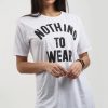 Tops * | New Oops Fashion Toya White Oversized Tshirt With Nothing To Wear Slogan