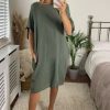 Dresses * | Best Deal Bella And Blue Oversized Dress With Side Pocket In Khaki