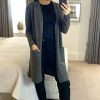 Knitwear * | Hot Sale Pieces Long Sleeve Knitted Longline Cardigan In Dark Grey