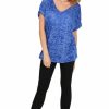 Tops * | Discount Oops Fashion Sarah V Neck Turn Up Sleeve T Shirt In Royal Blue