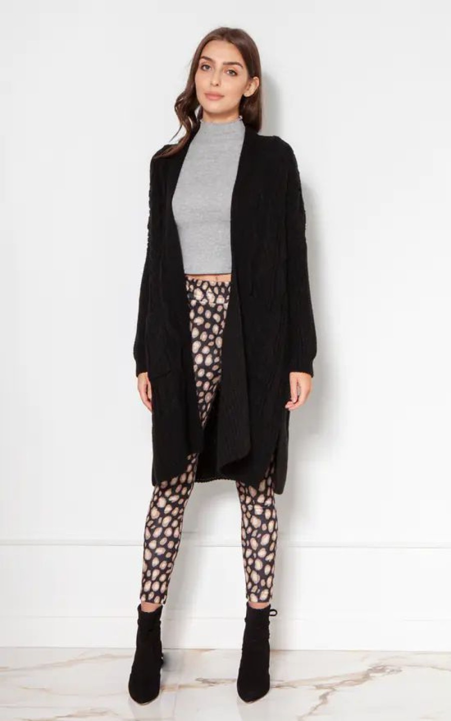 Knitwear * | Best Reviews Of Lanti Long Cardigan With Patch Pockets In Black