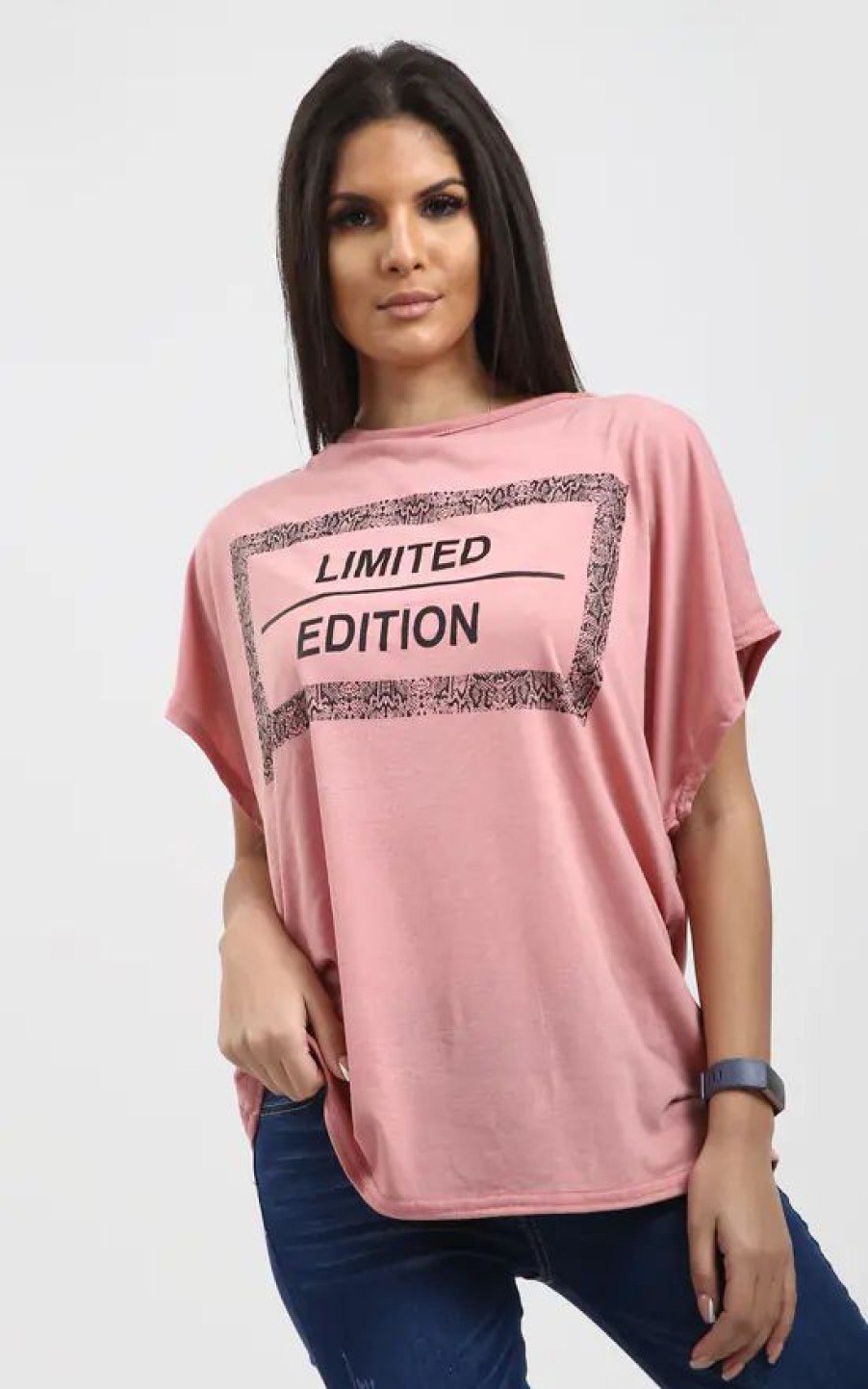 Tops * | Budget Oops Fashion Sofia Batwing Slogan Printed T Shirt In Rose Pink