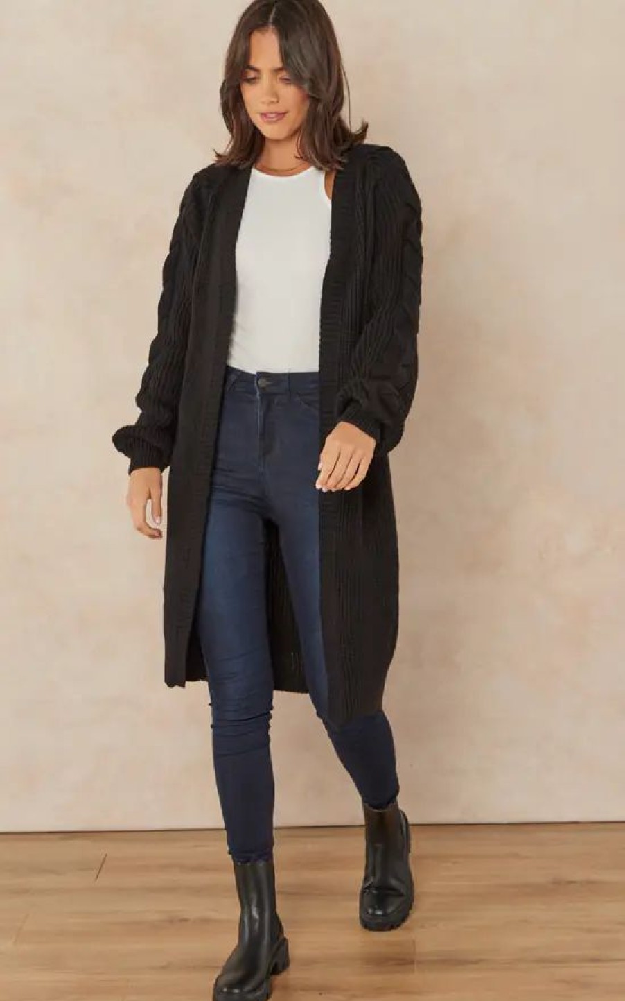 Knitwear * | Wholesale Jenerique Twist Longline Oversize Cardigan In Black