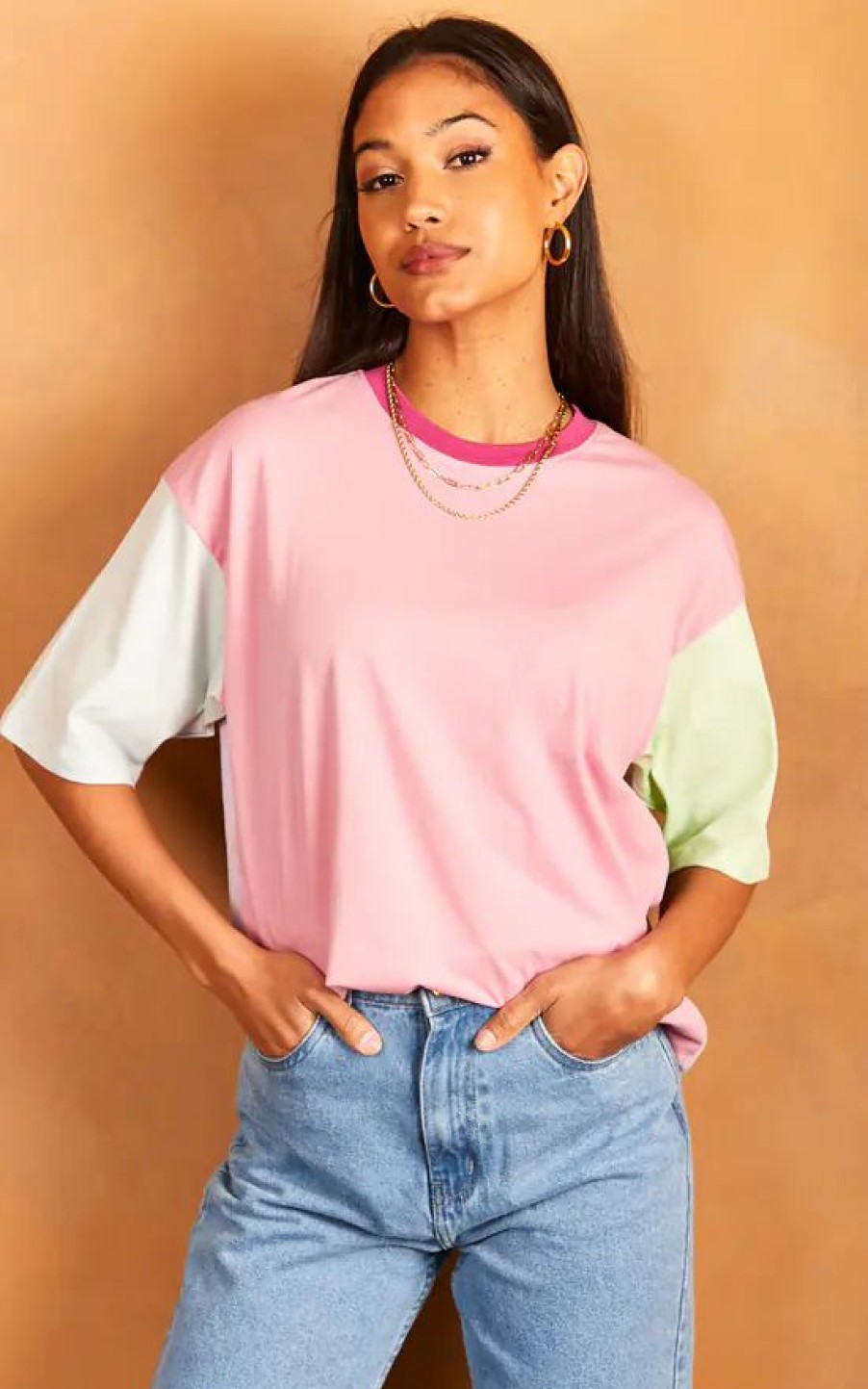 Tops * | Promo Jjxx Short Sleeve Pastel Colourblock T Shirt