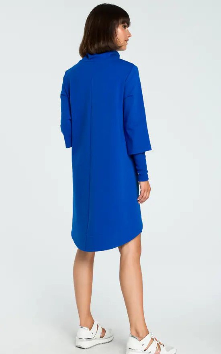 Dresses * | Best Reviews Of Moe Royal Blue High Neck Long Sleeve Dress