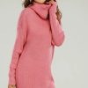 Dresses * | Promo Fs Collection Roll Neck Jumper Dress In Milk Pink