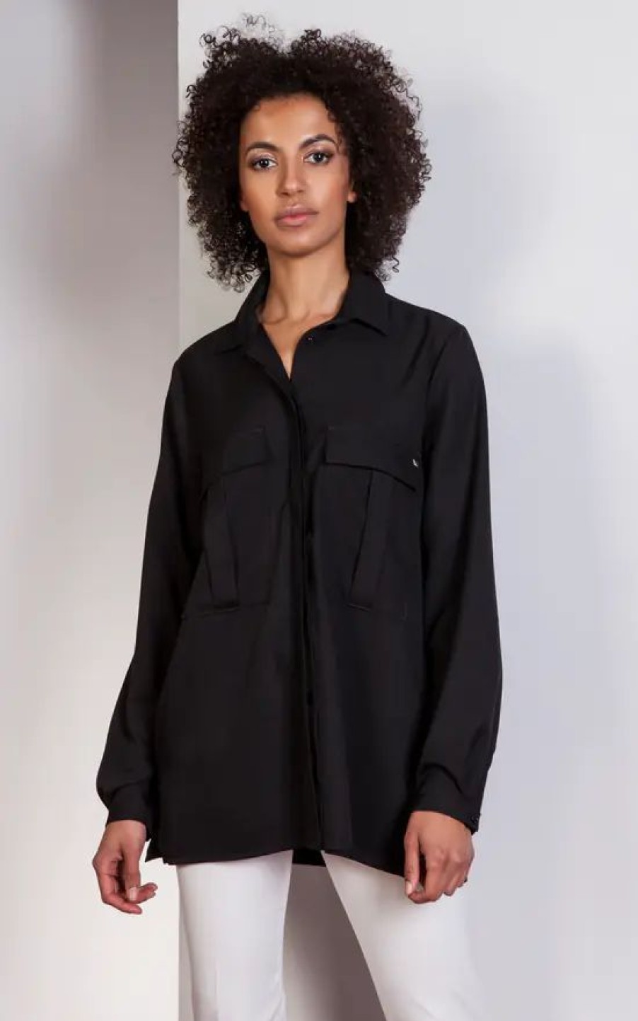 Tops * | Buy Lanti Black Oversize Shirt