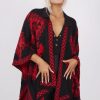 Knitwear * | Coupon Boutique Store Red And Black Aztec Print Reversible Poncho One Size Fit (10 20)