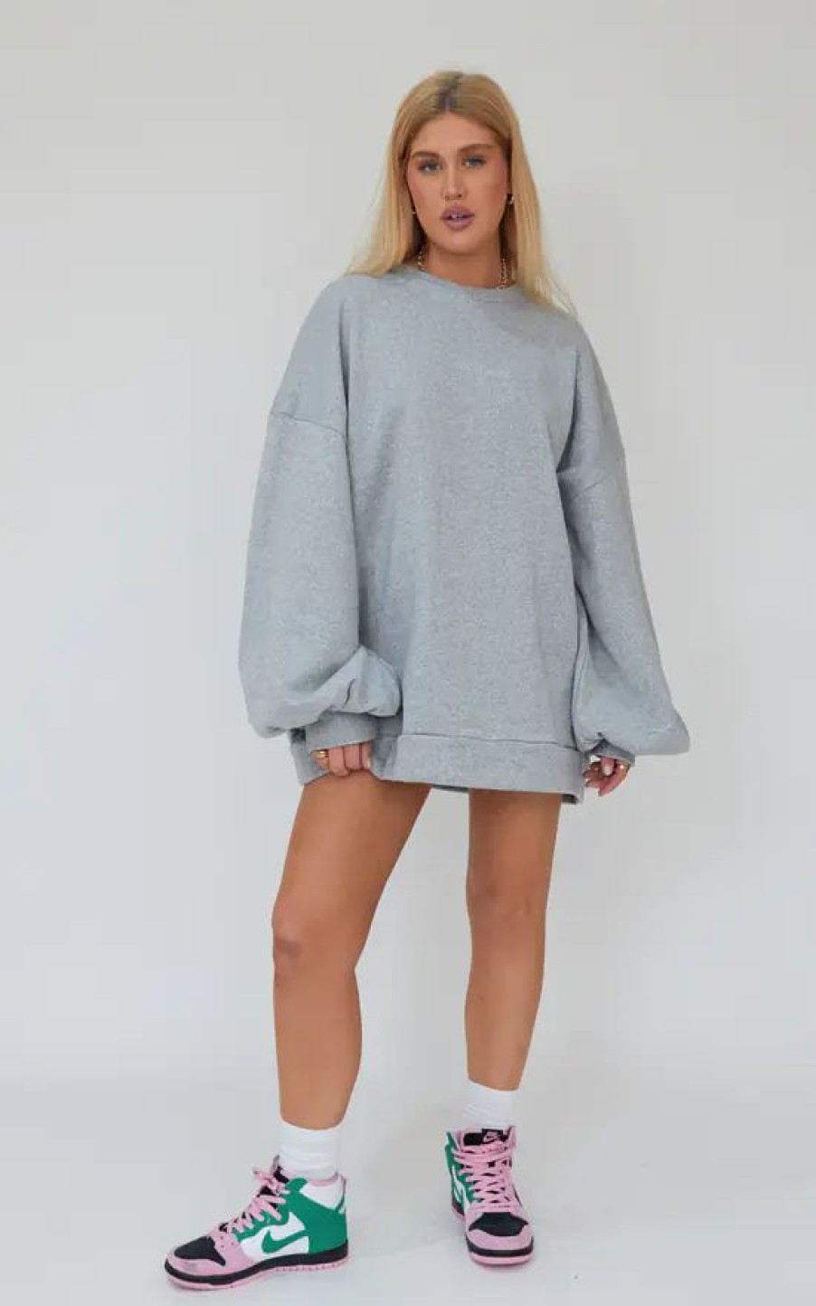 Tops * | Deals Awfullypretty Ap Oversized Jumper Dress In Grey