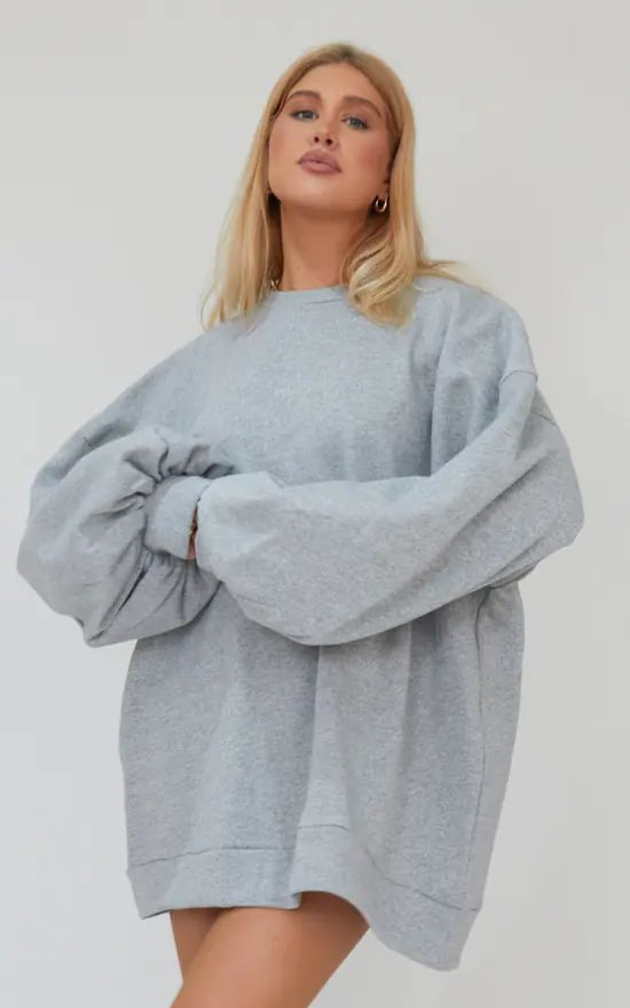 Tops * | Deals Awfullypretty Ap Oversized Jumper Dress In Grey