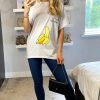 Tops * | Promo Hoxton Gal Oversized Banana T Shirt In White