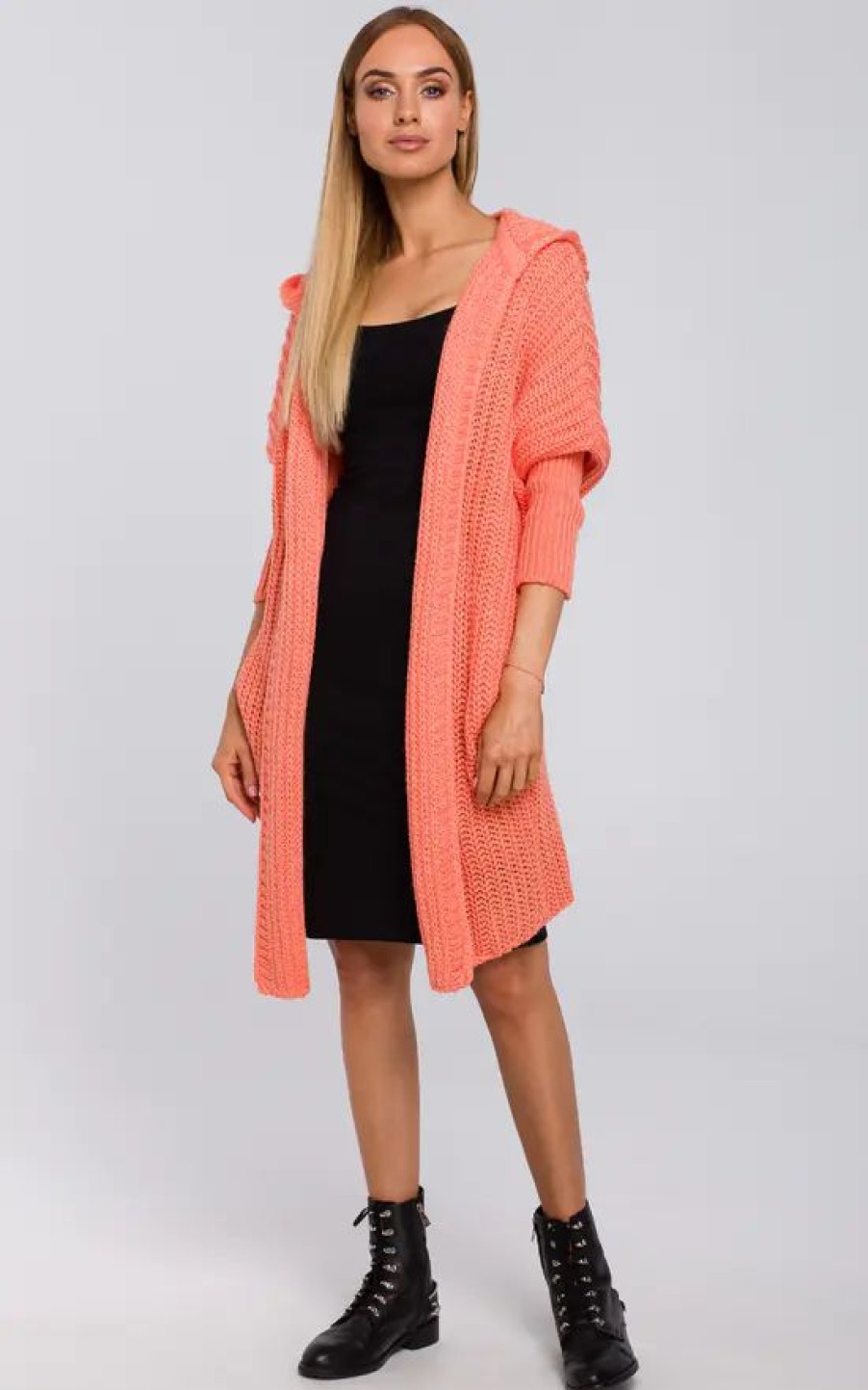 Knitwear * | Brand New Moe Oversized Hooded Cardigan In Pink