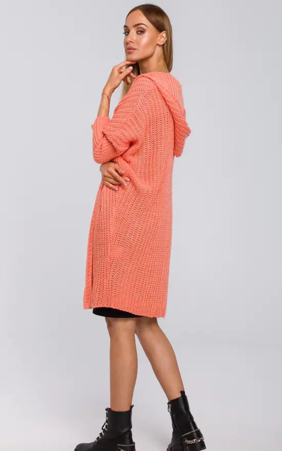 Knitwear * | Brand New Moe Oversized Hooded Cardigan In Pink