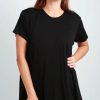 Tops * | Cheapest Oops Fashion Dipped Hem Oversized T Shirt In Black