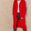 Knitwear * | Wholesale Gini London Red Long Knitted Cardigan