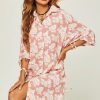 Dresses * | Deals Fs Collection Oversized Mini Shirt Dress In Pink Flora Leaf Print