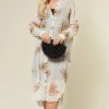 Tops * | Hot Sale Cy Boutique Long Sleeve Chiffon Shirt In White Large Floral Print