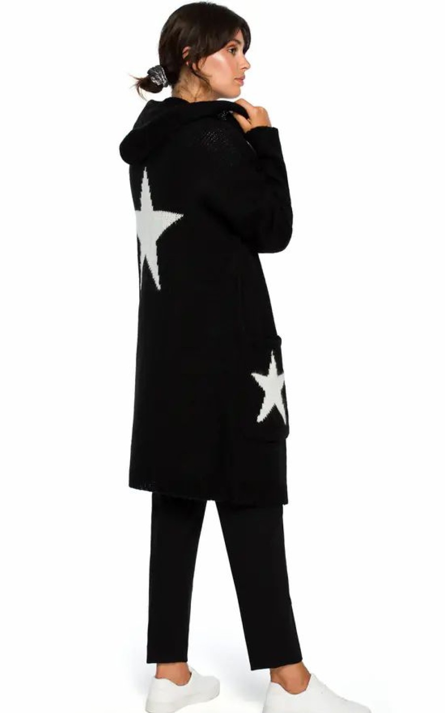 Knitwear * | Best Deal Moe Black Hooded Star Cardigan