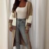 Knitwear * | Budget Girl In Mind Cara Panelled Longline Cardigan Beige