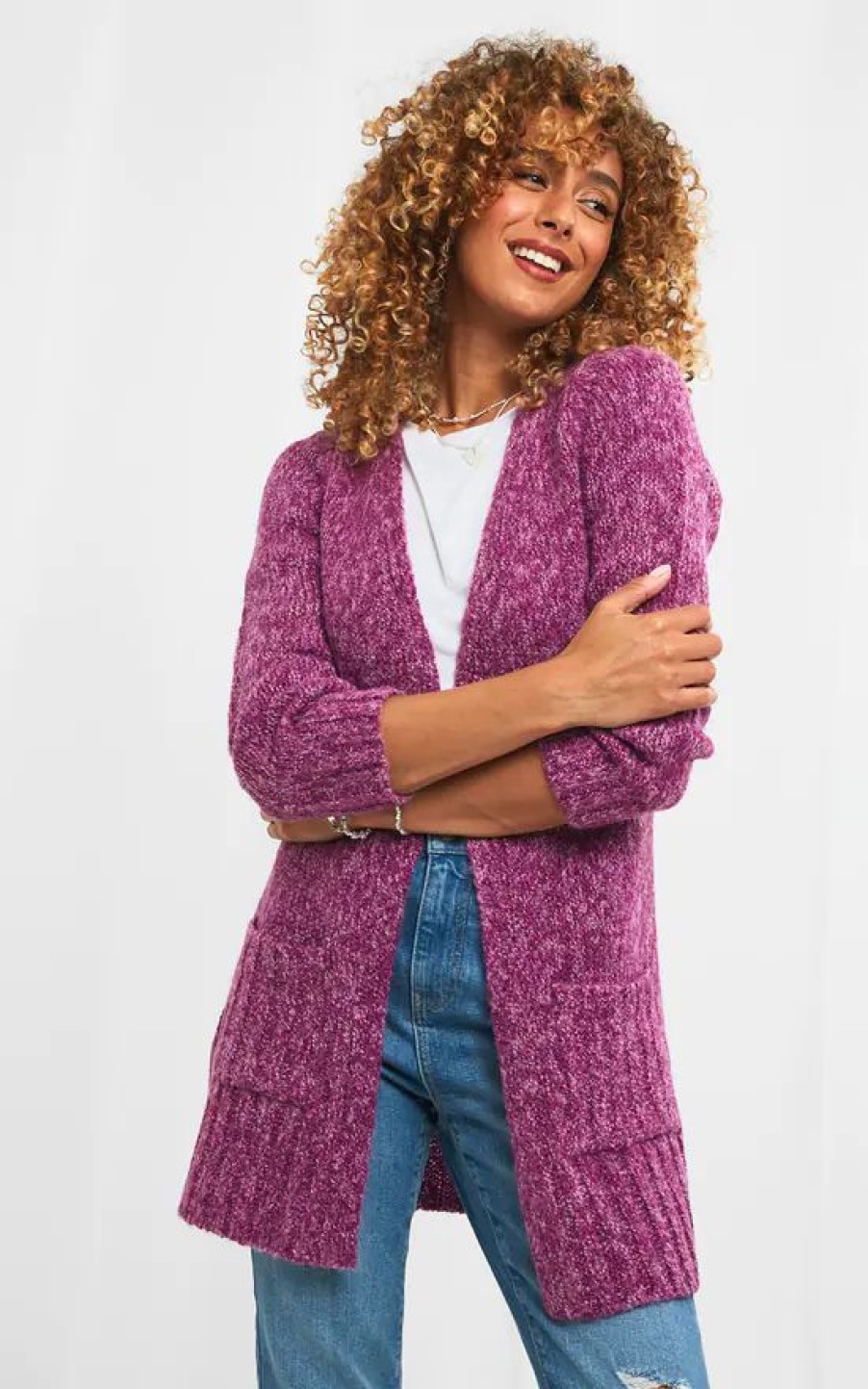 Knitwear * | Promo Joe Browns Winter Days Purple Cardigan