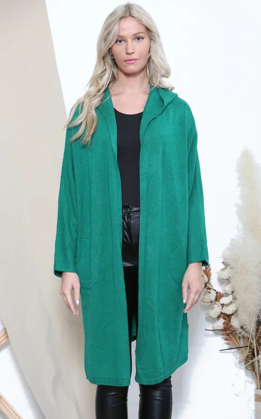 Knitwear * | Buy Lucy Sparks Green Hooded Cardigan With Pockets