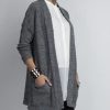 Knitwear * | Best Reviews Of Mkm Knitwear Design Loose Cardigan In Pockets In Grey