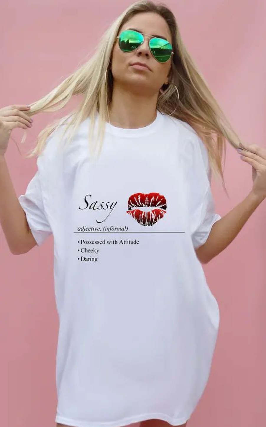 Tops * | Best Reviews Of Sade Farrell Sassy Defintion White Oversize T Shirt