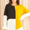 Dresses * | Buy Hoxton Gal Oversized Colour Block Top In Mustard, Black And White