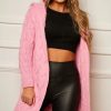 Knitwear * | Best Pirce Miss Attire Hooded Chunky Knit Cardigan Candy Pink