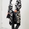 Knitwear * | Flash Sale Love Frontrow Black Leopard Print Mid Oversized Cardigan