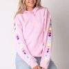 Sweaters & Hoodies * | Coupon Lime Blonde Oversized Hoodie In Baby Pink With Rainbow Glitter Heart Sleeves