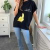 Tops * | Cheapest Hoxton Gal Oversized Banana Relaxed T Shirt In Black