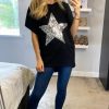 Tops * | Hot Sale Hoxton Gal Oversized Star T Shirt In Black